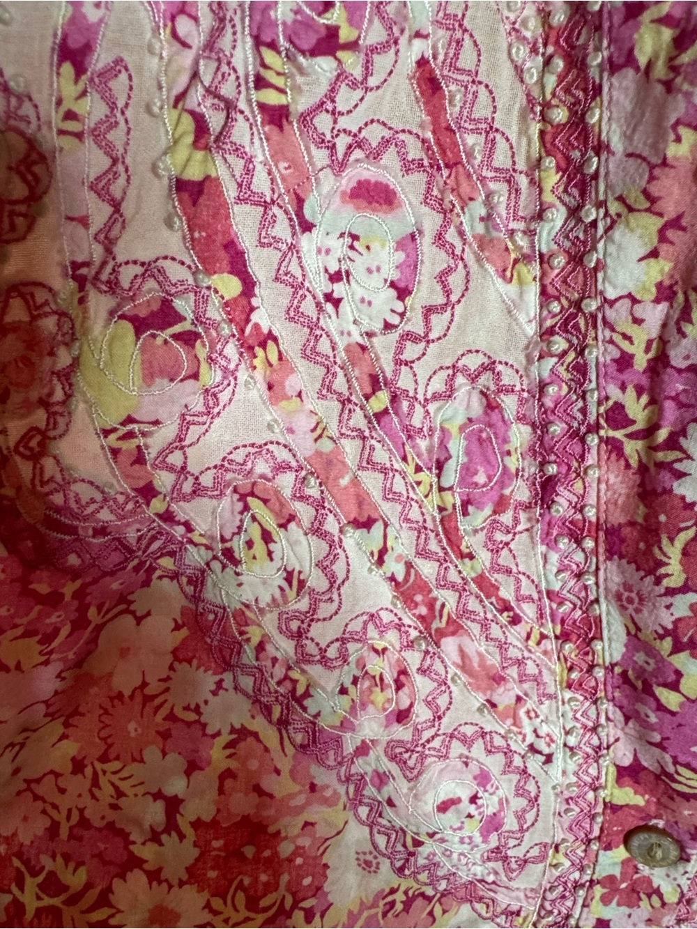 Robert Graham Priscilla Pink Floral Embroidered Button Down Shirt Medium - Picture 7 of 11